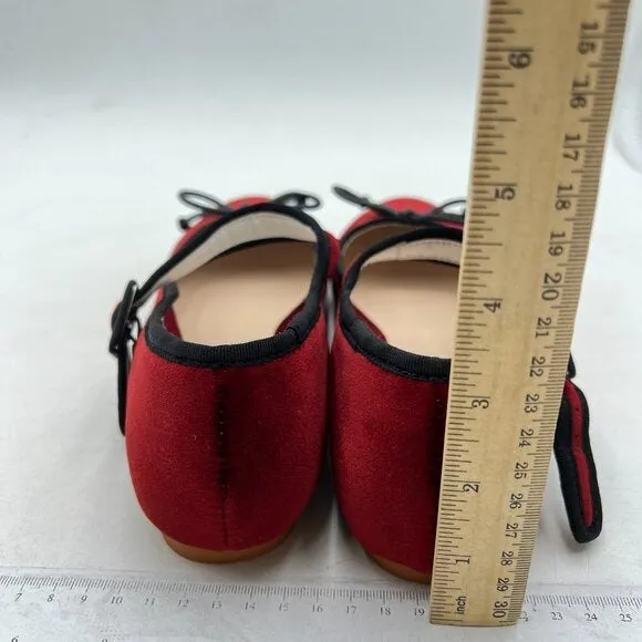 Miss left Burnt Sienna Bowknot Ankle Strap Mary Jane Round Toe Ballet Flats