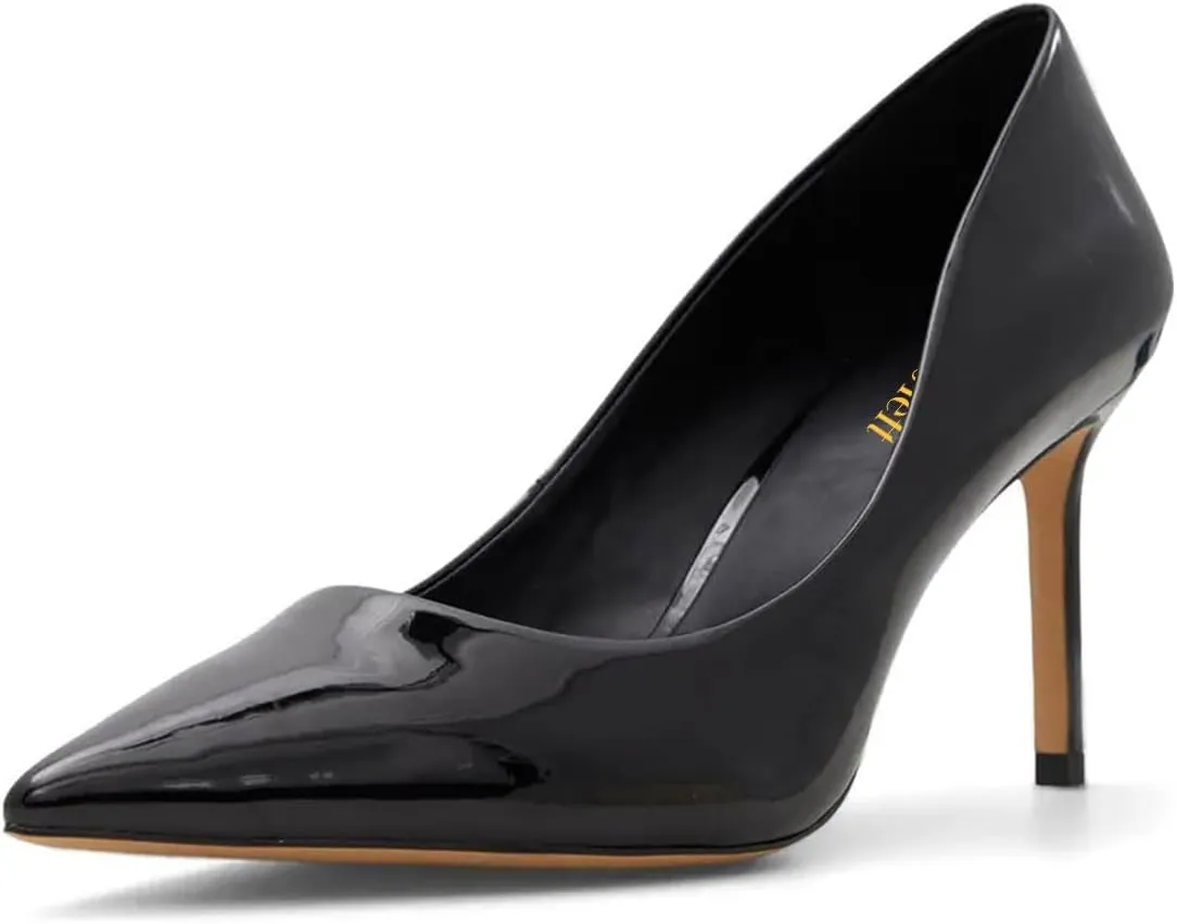 miss left Women Trendy Stilettos Closed Pointy Toe Pumps Slip On High Heeled Shoes for Everyday Working Commuting Size 4-16 US