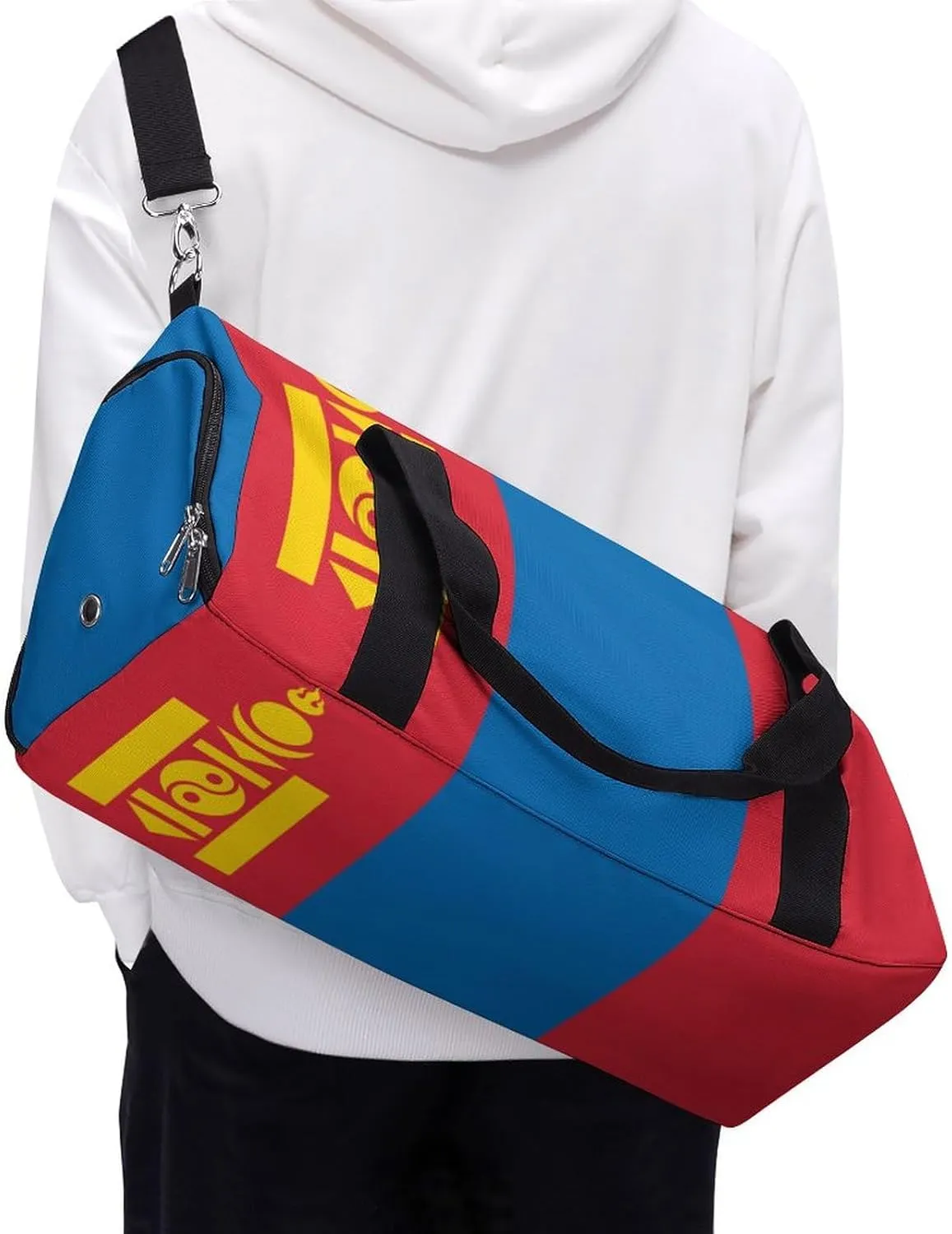 Mongolia Flag Gym Bag for Boys Girls with Shoe Compartment Lightweight Weekender