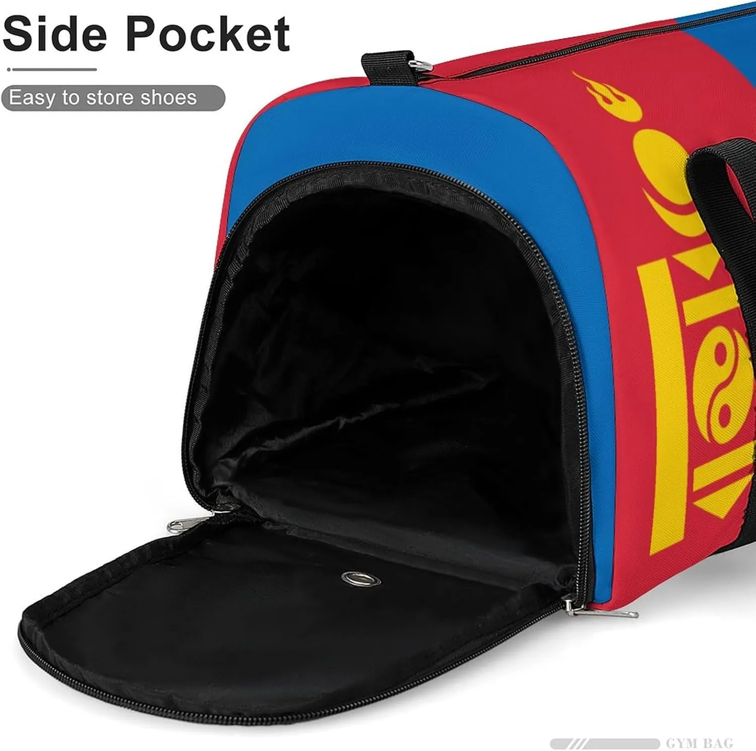 Mongolia Flag Gym Bag for Boys Girls with Shoe Compartment Lightweight Weekender