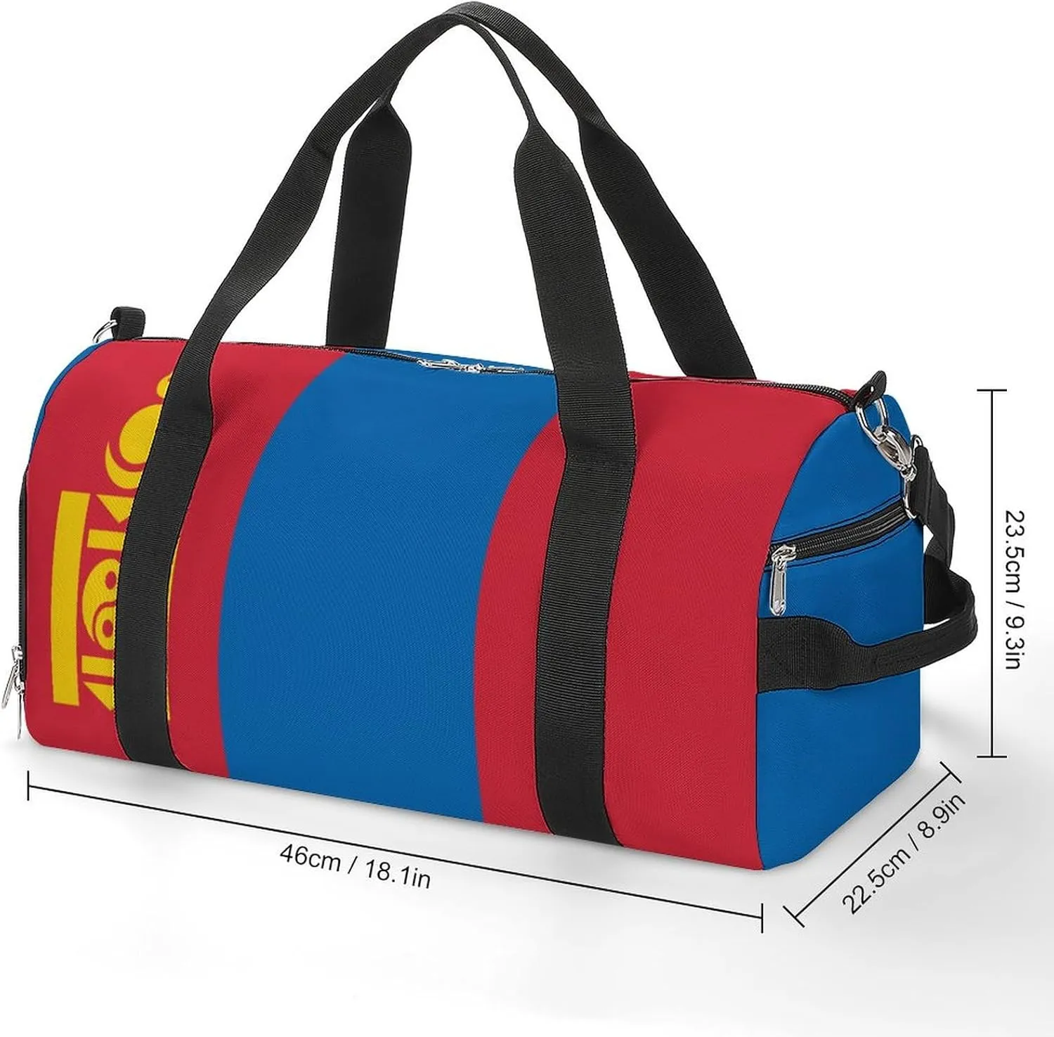 Mongolia Flag Gym Bag for Boys Girls with Shoe Compartment Lightweight Weekender
