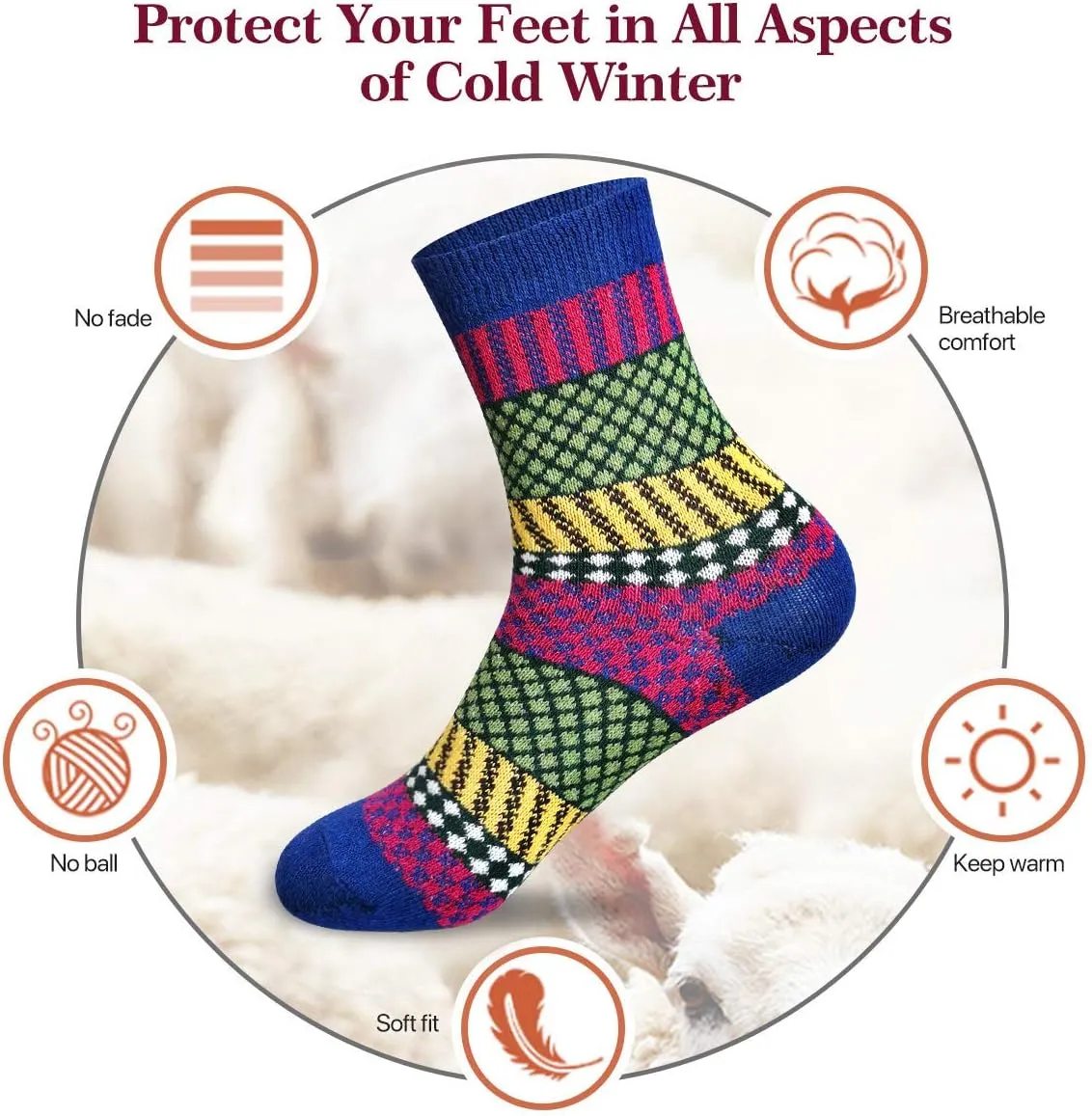 MORECOO Womens Socks Winter - Stocking Stuffers Gifts for Women - Thick Wool Soft Warm Cozy Crew Socks for Women