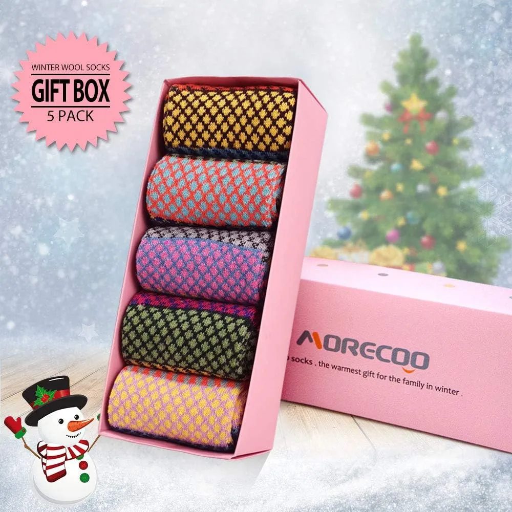MORECOO Womens Socks Winter - Stocking Stuffers Gifts for Women - Thick Wool Soft Warm Cozy Crew Socks for Women