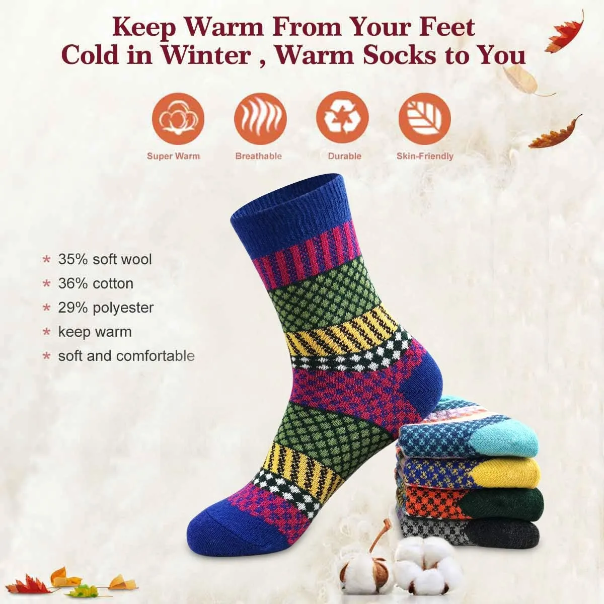 MORECOO Womens Socks Winter - Stocking Stuffers Gifts for Women - Thick Wool Soft Warm Cozy Crew Socks for Women
