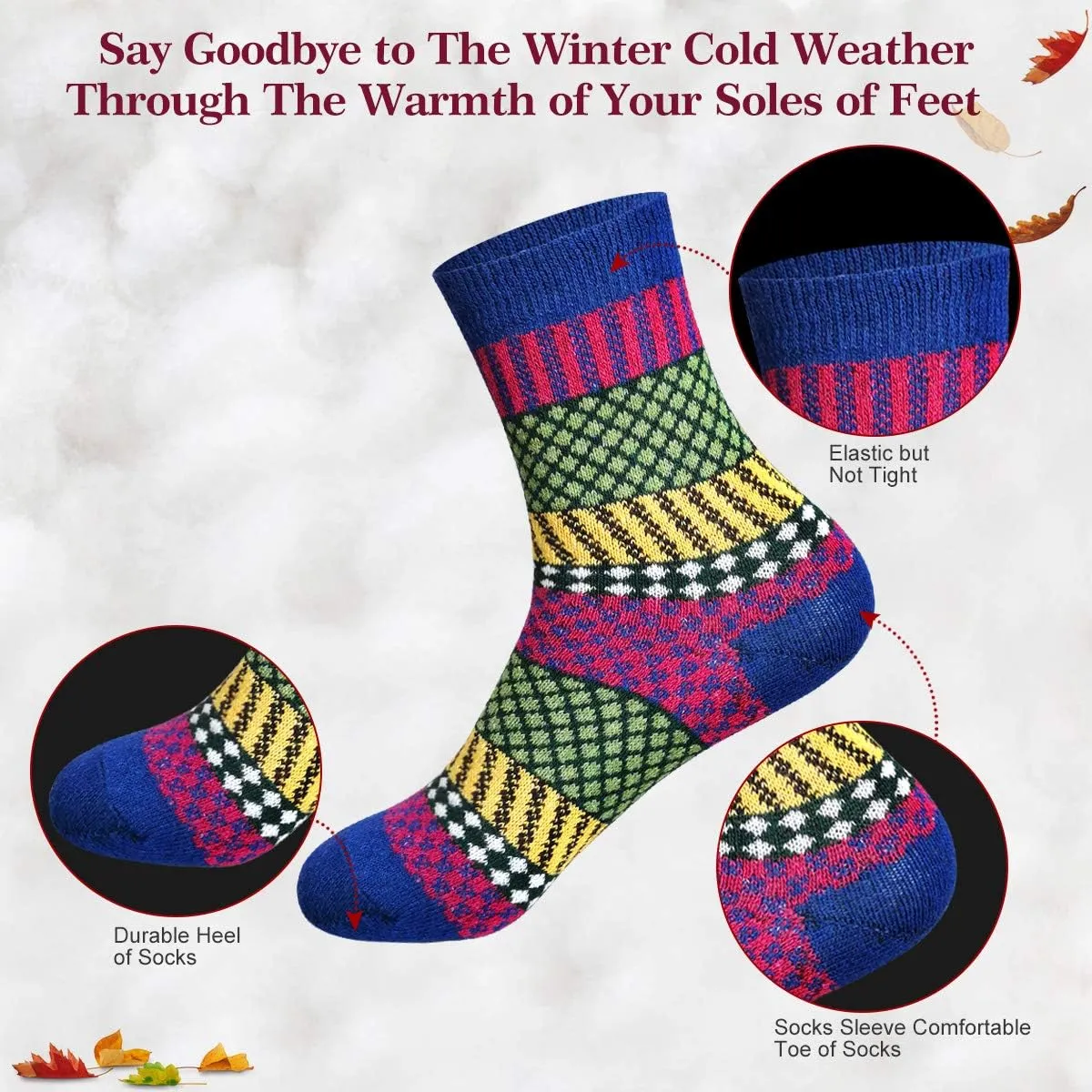 MORECOO Womens Socks Winter - Stocking Stuffers Gifts for Women - Thick Wool Soft Warm Cozy Crew Socks for Women