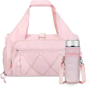 MOSISO Gym Bag for Women, Travel Duffle Weekender Overnight Workout Carry on Small Tote Sport Gym Duffle Bag with Shoe Compartment&Wet Pocket&Water Bottle Holder for Fitness, Yoga, Weekend, Pink