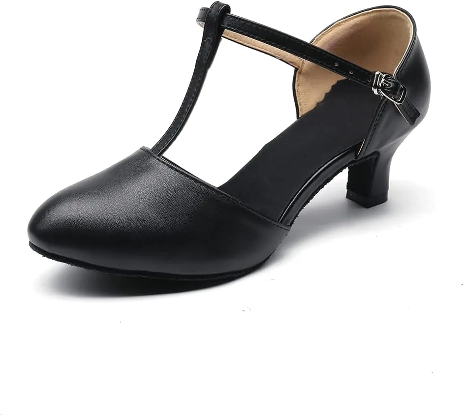MSMAX Girls Latin Shoe Women's Professional Leather Ballroom Modern Character Dance Wedding Pump Shoes