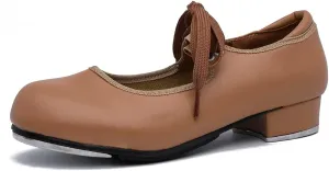 MSMAX Women's Jazz Tap Shoe Girls Mary Jane Tap Dance Flats