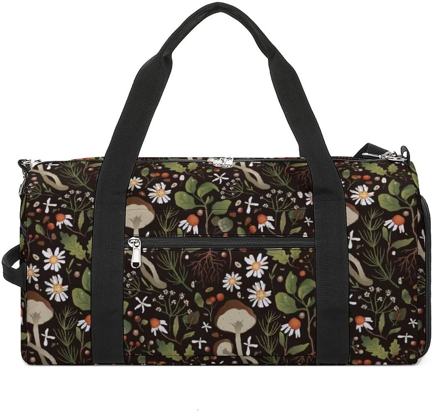 Mushroom Pattern Sports Tote Gym Bag for Women Men, Overnight Bag with Shoe Compartment Water Resistant