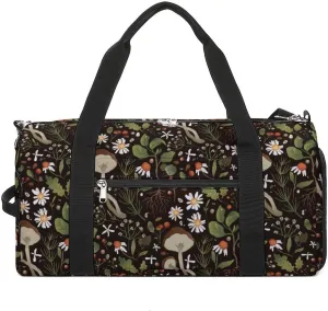 Mushroom Pattern Sports Tote Gym Bag for Women Men, Overnight Bag with Shoe Compartment Water Resistant