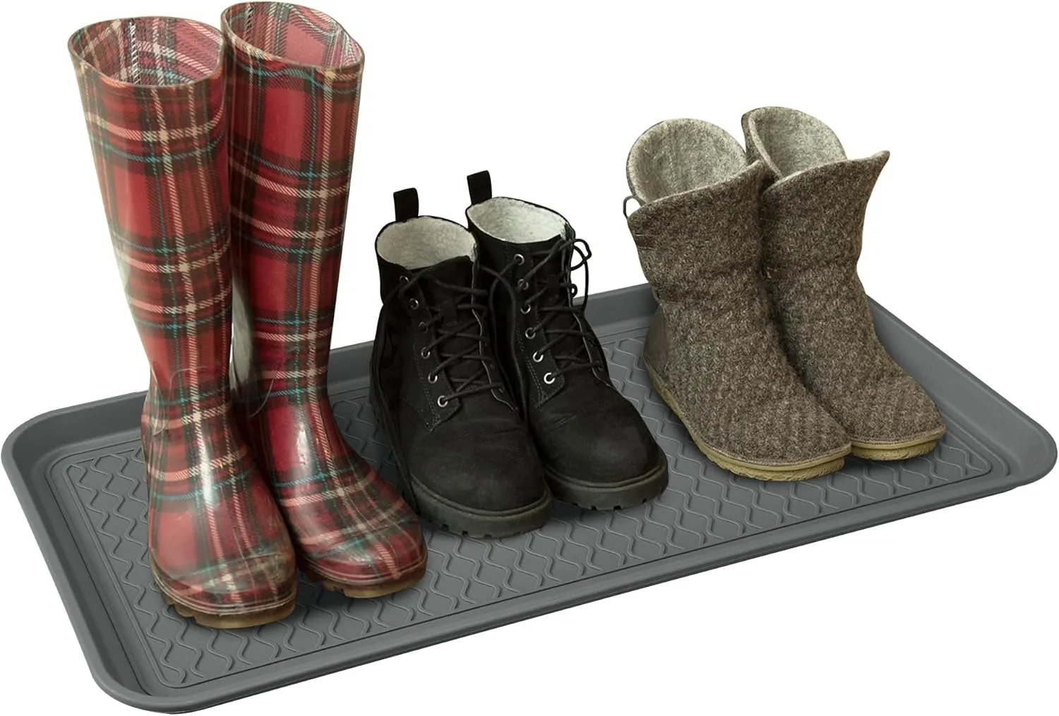 Navaris Large Shoe Drip Tray - Waterproof Indoor or Outdoor Boot Storage Tray - Big Shoe Mat, Muddy Boots, Rain Boots - Shoe Rack or Stand Accessory - Gray