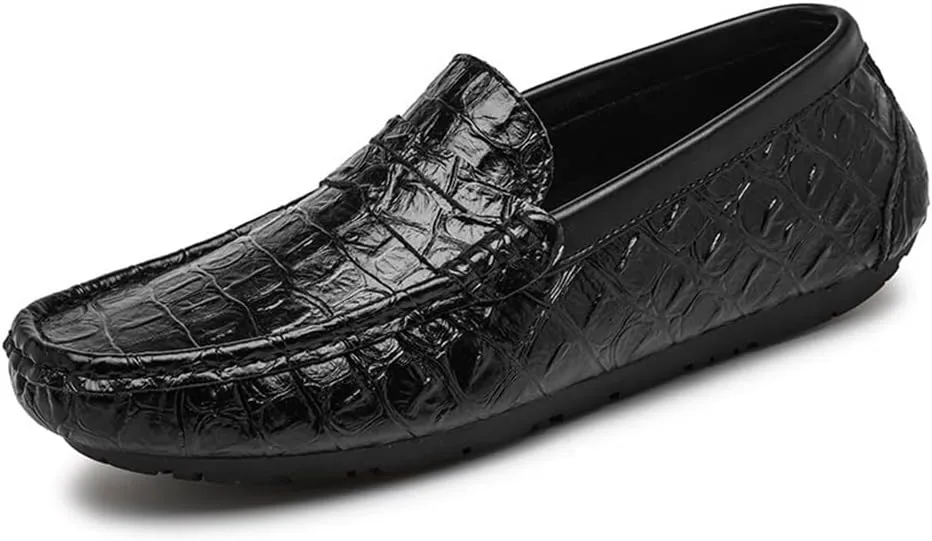 New Mens Loafers Penny Loafers Faux Crocodile Print Simple Leather Flat Heel Slip Resistant Flexible Prom Slip-on