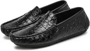 New Mens Loafers Penny Loafers Faux Crocodile Print Simple Leather Flat Heel Slip Resistant Flexible Prom Slip-on