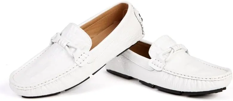 New Men's Loafers Round Toe Crocodile Print Driving Style Loafer Anti-Slip Comfortable Flexible Classic Walking Slip-on
