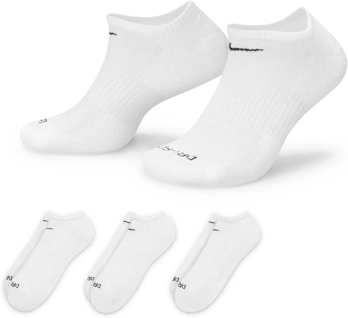 Nike Everyday Plus Cushion No Show Socks 3-Pair Pack White/Black MD (US Men's Shoe 6-8, Women's Shoe 6-10)
