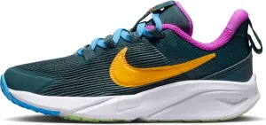 Nike Star Runner 4 Little Kids' Shoes (DX7614-300, Deep Jungle/Hyper Violet/Vapor Green/Sundial) Size 11