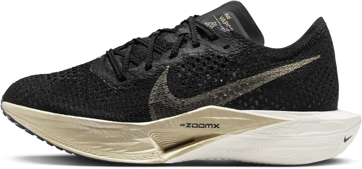 Nike Vaporfly 3 Women's Road Racing Shoes (DV4130-002, Black/Black/Oatmeal/Metallic Gold Grain) Size 9.5