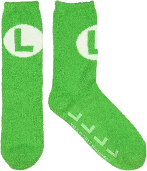 Nintendo Super Mario Luigi Logo Cozy Adult Crew Socks