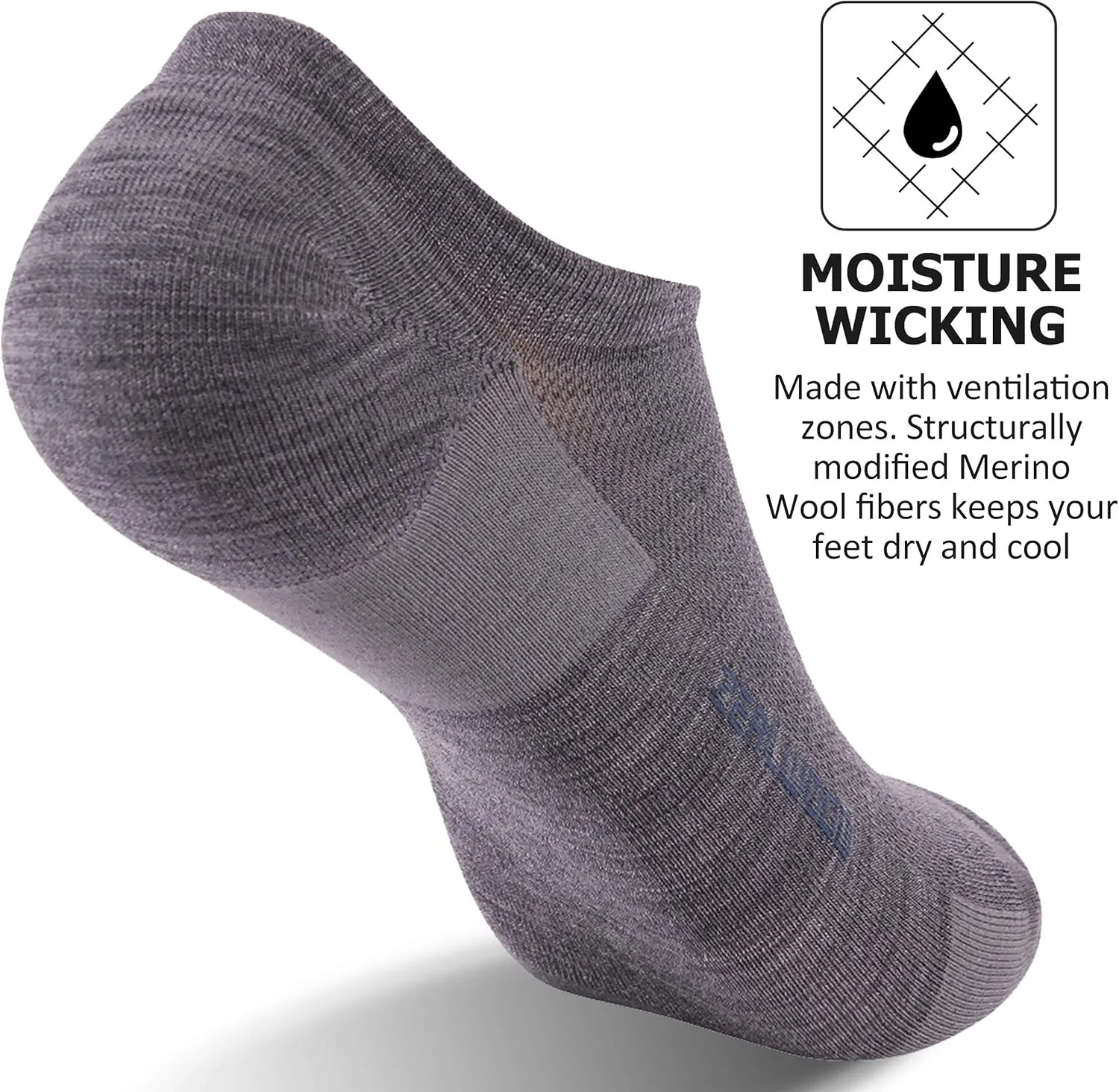 No Show Athletic Socks, ZEALWOOD Unisex Merino Wool Ultra-Light Running Tennis Golf Socks,1/3 Pairs