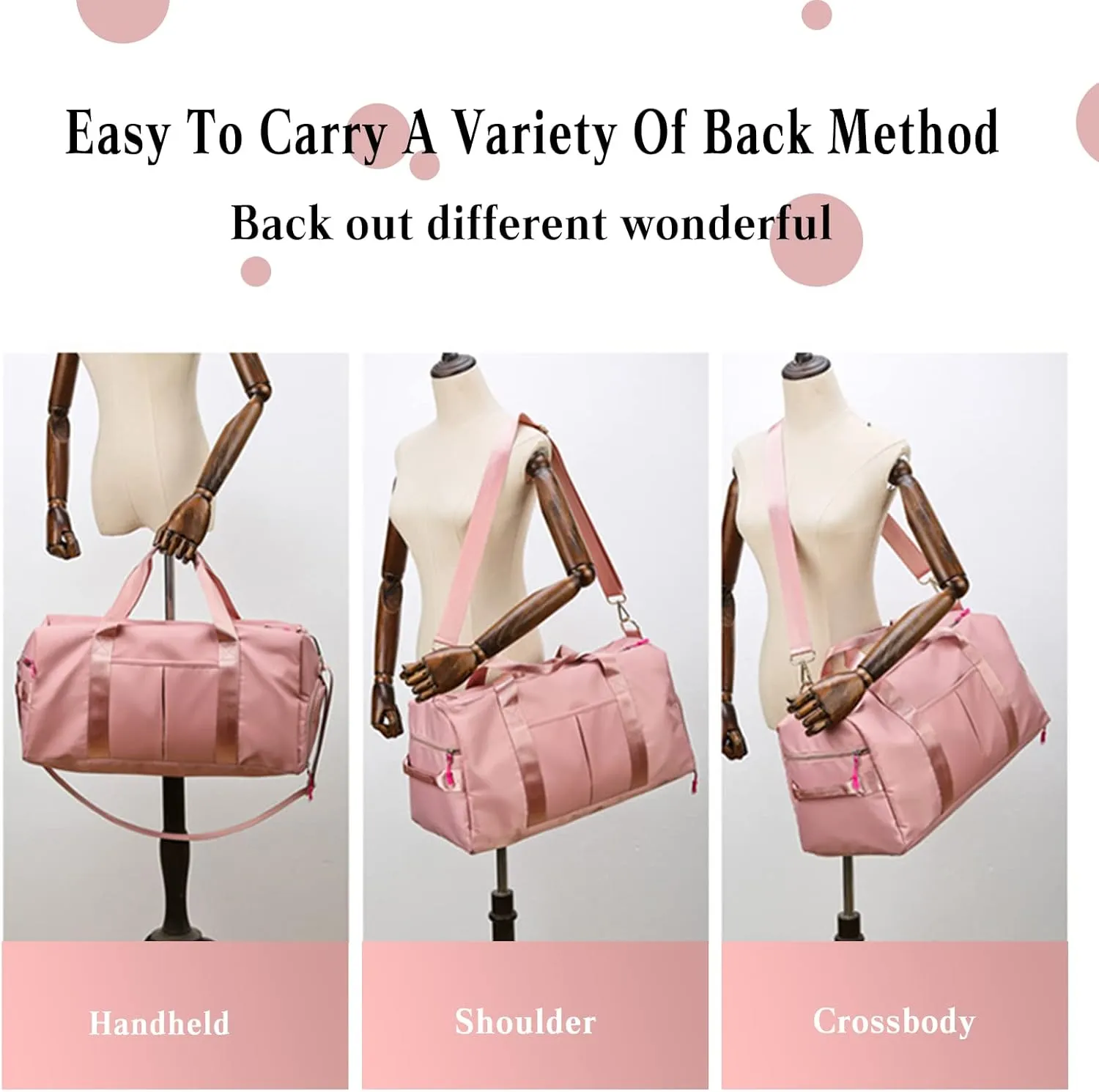Nylon Travel Duffel Bag Sport Duffel Bag Weekend Shoulder Bag Women/Men Large Gym Tote Bag Ultra-Light Overnight Bag Carry On Luggage Hospital Bag with Shoes Compartment and Wet Pocket Khaki