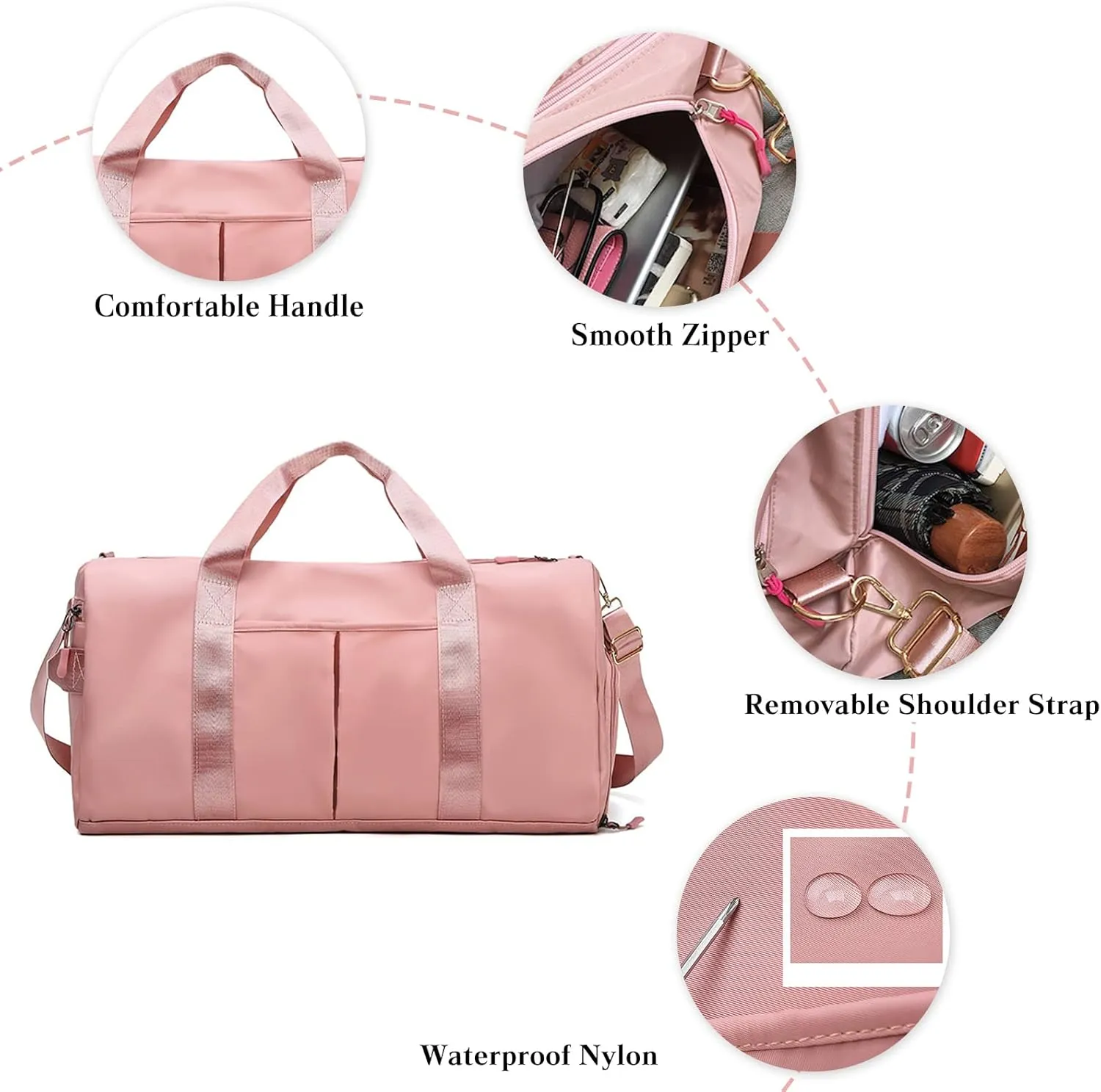 Nylon Travel Duffel Bag Sport Duffel Bag Weekend Shoulder Bag Women/Men Large Gym Tote Bag Ultra-Light Overnight Bag Carry On Luggage Hospital Bag with Shoes Compartment and Wet Pocket Khaki