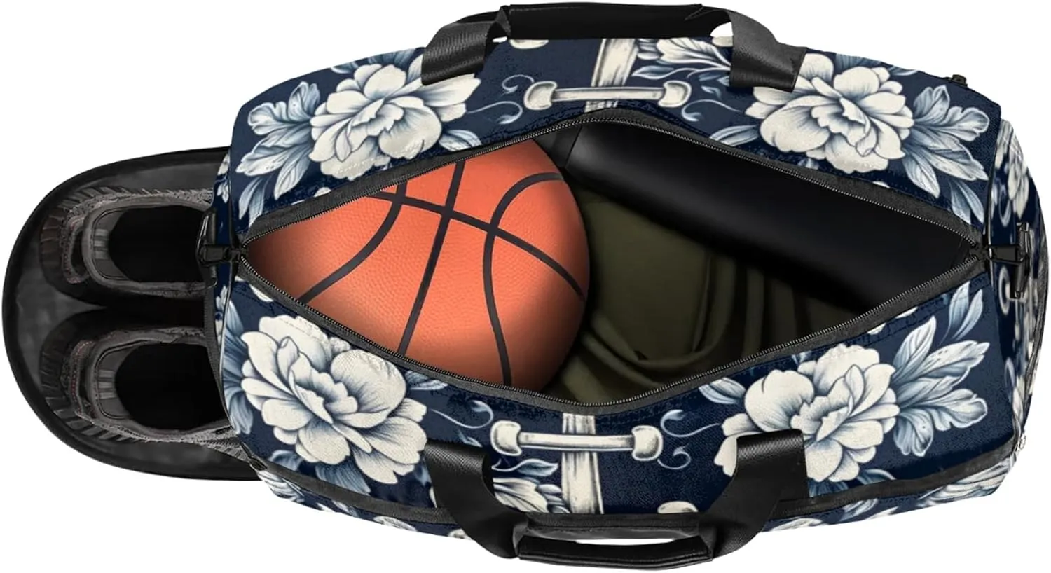 Ocean Gym Duffle Bag for Women,Waterproof Sports Anchor Pattern Duffle Bags Travel Weekender Bags for Men Women Overnight Bag with Shoes Compartment