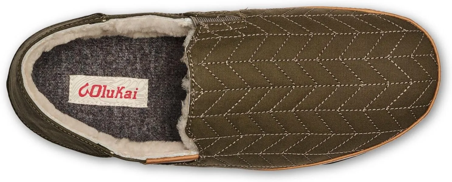 OLUKAI Hanohano Men's Slipper, Weather Resistant Waxed Canvas, Rubber Grip Soles for Inside & Outside Wear, Durable & Comfortable Slip-On