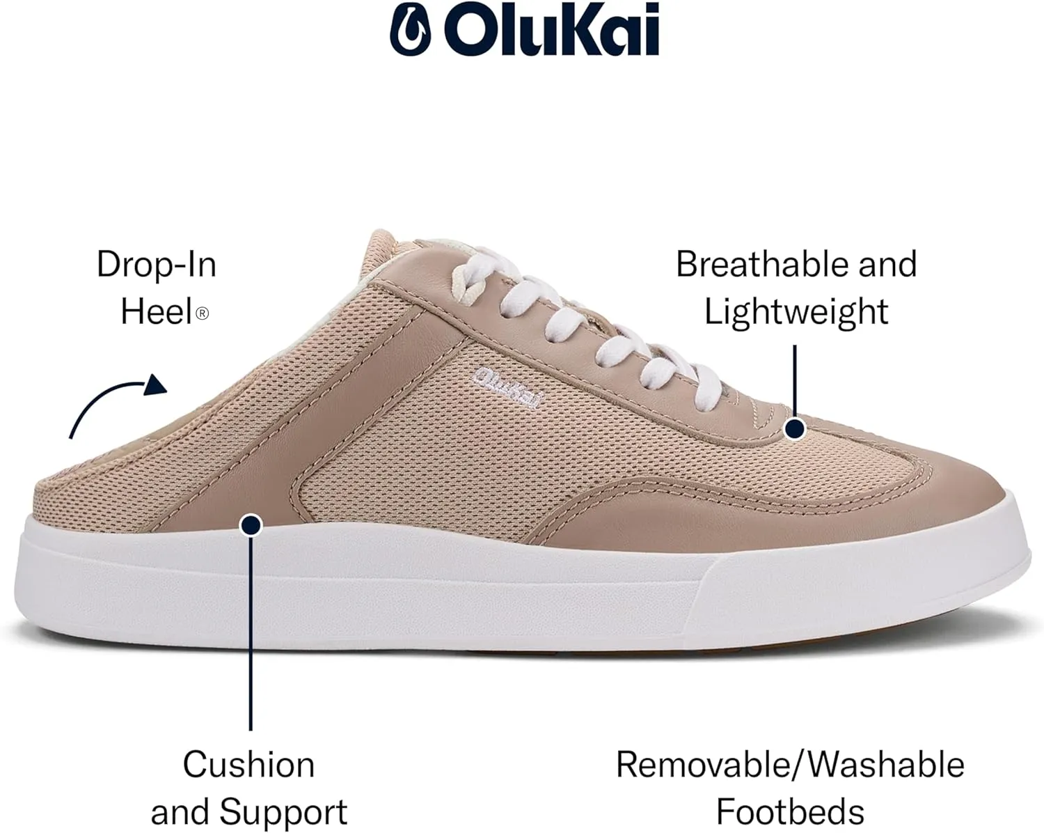 OLUKAI Ha'upu Hulu Women’s Court Sneakers, Tennis Shoes for Everyday Wear, All-Day Comfort & Supportive Shoe