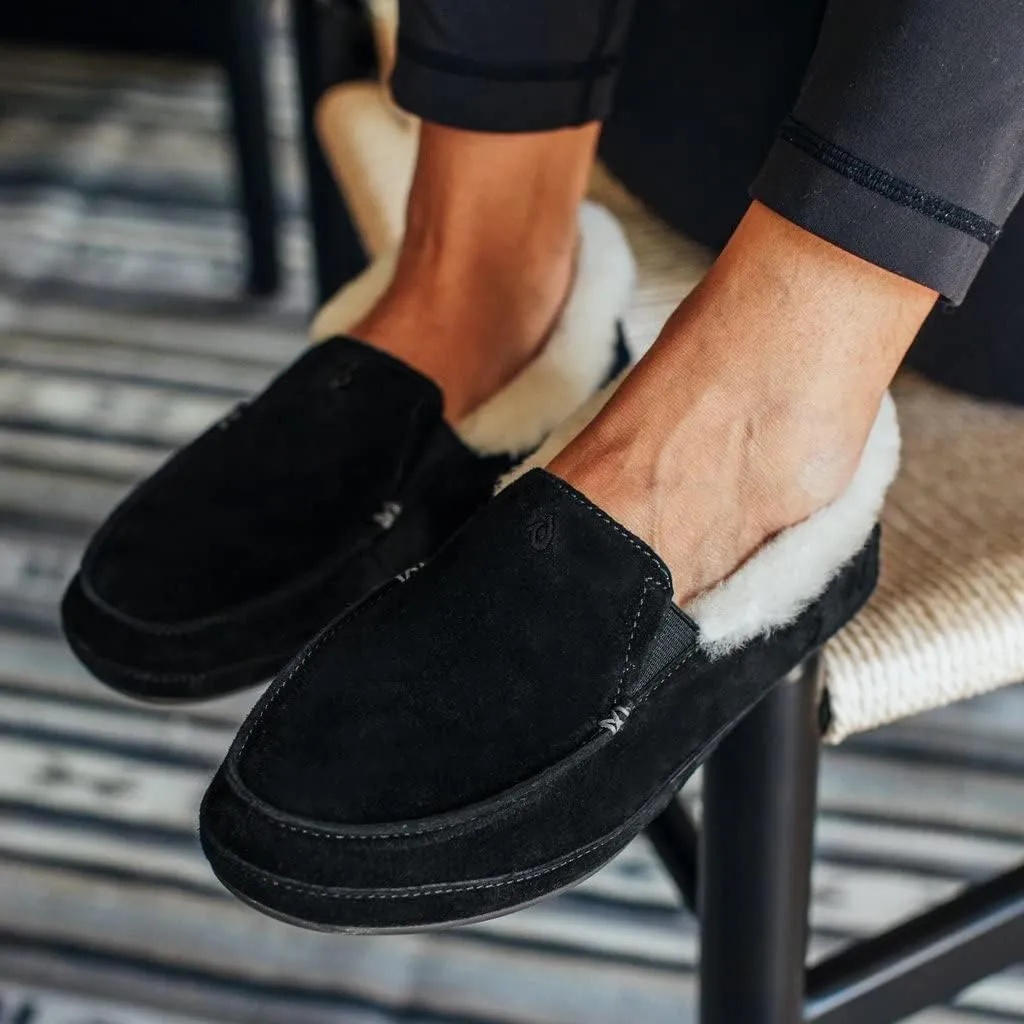 OLUKAI Ku'una Slipper, Women's Slip-On Shoes, Genuine Shearling & Premium Nubuck Leather, Drop-in Heel Design, Cozy & Ultra-Soft Comfort Fit