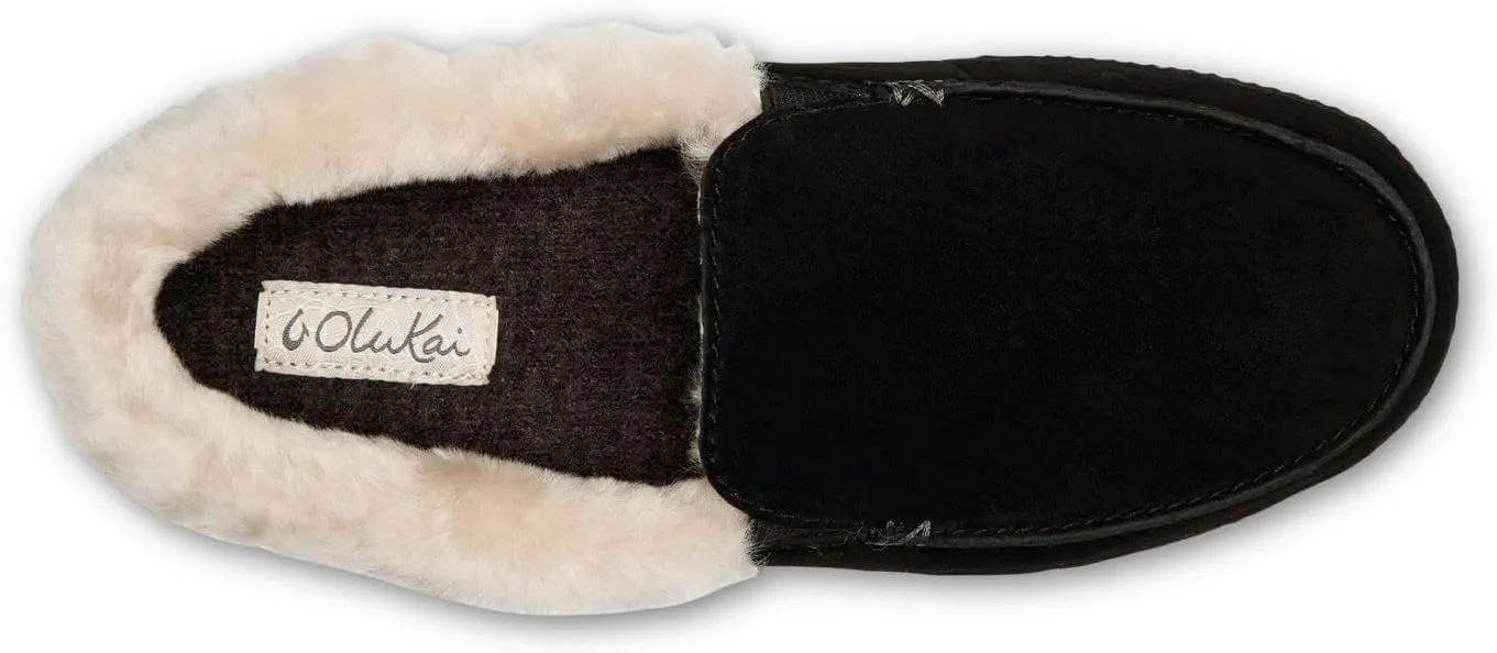OLUKAI Ku'una Slipper, Women's Slip-On Shoes, Genuine Shearling & Premium Nubuck Leather, Drop-in Heel Design, Cozy & Ultra-Soft Comfort Fit