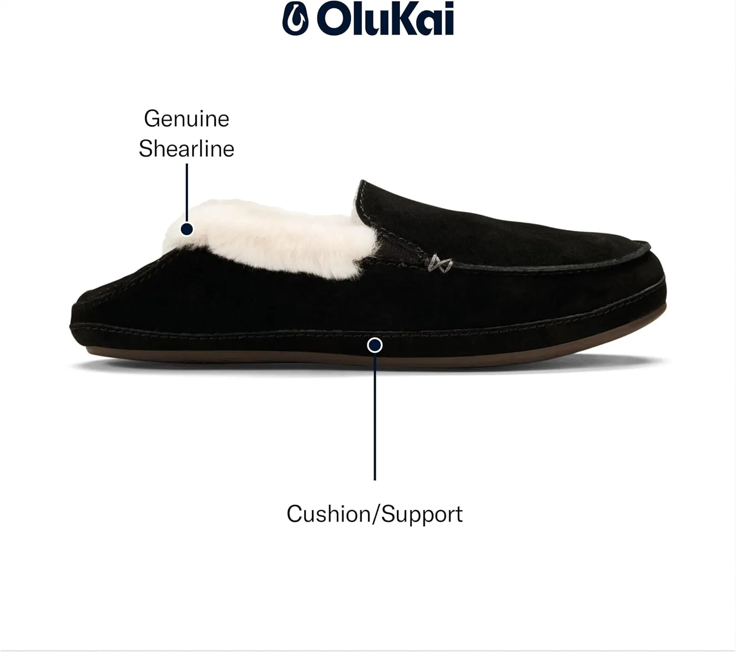 OLUKAI Ku'una Slipper, Women's Slip-On Shoes, Genuine Shearling & Premium Nubuck Leather, Drop-in Heel Design, Cozy & Ultra-Soft Comfort Fit
