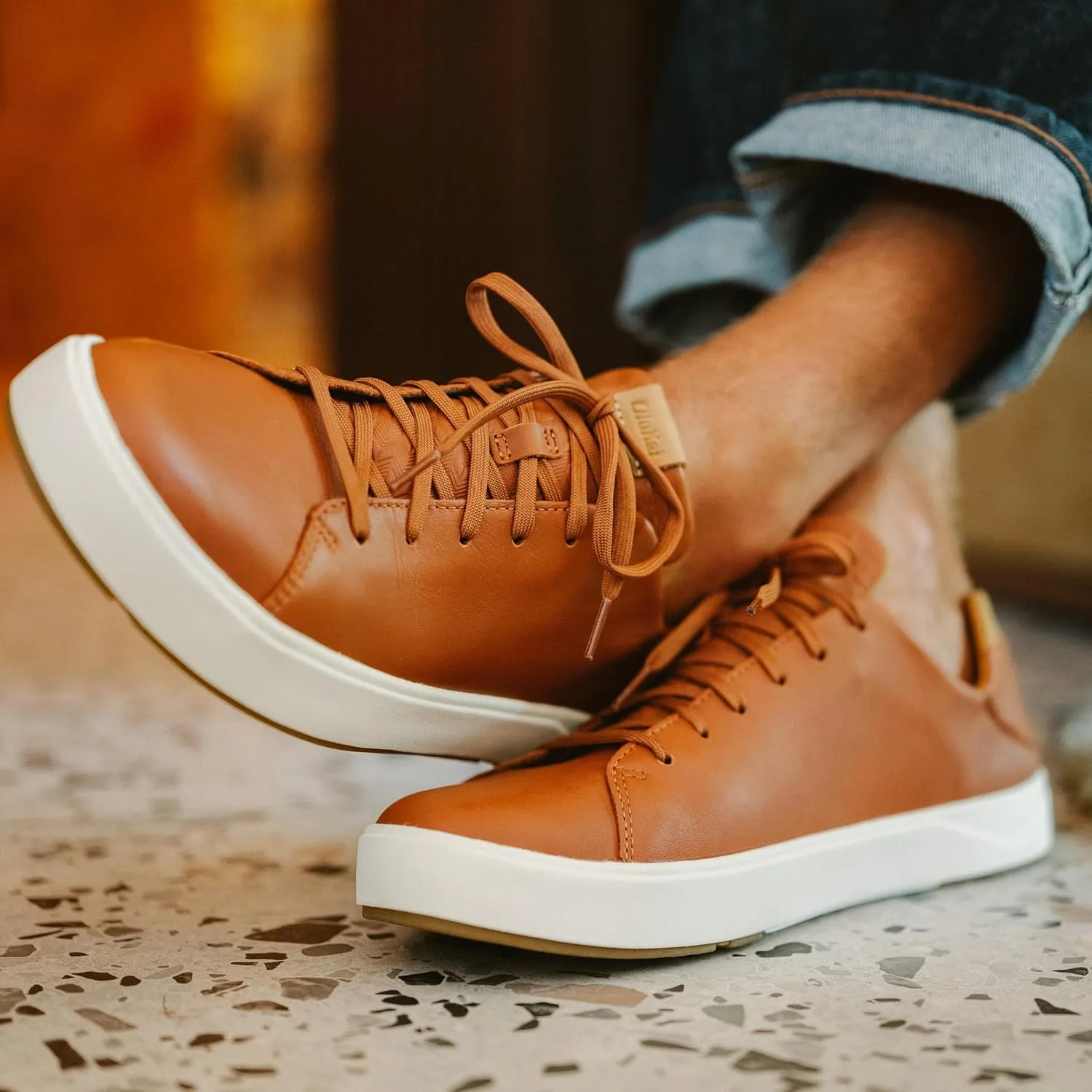 OLUKAI Lae'ahi Li 'ILI Men's Waterproof Leather Sneaker, Versatile & Casual Everyday Shoe, All-Day Comfort & Support, Enhanced Grip & Traction
