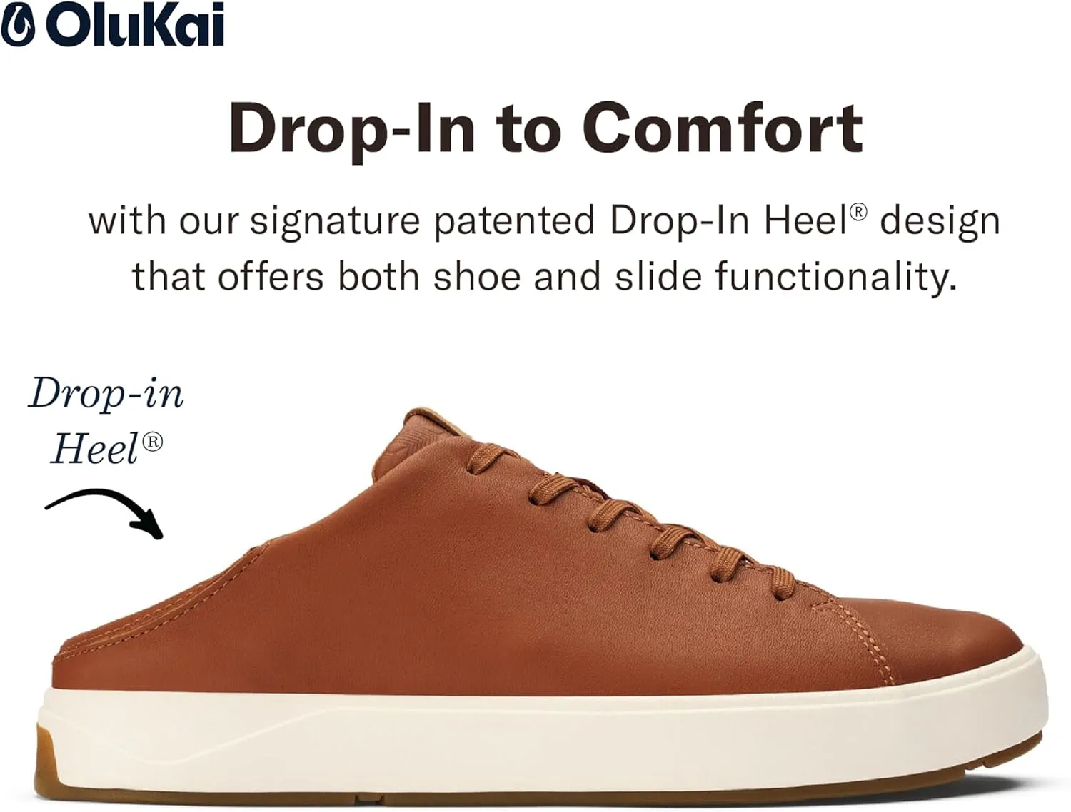 OLUKAI Lae'ahi Li 'ILI Men's Waterproof Leather Sneaker, Versatile & Casual Everyday Shoe, All-Day Comfort & Support, Enhanced Grip & Traction