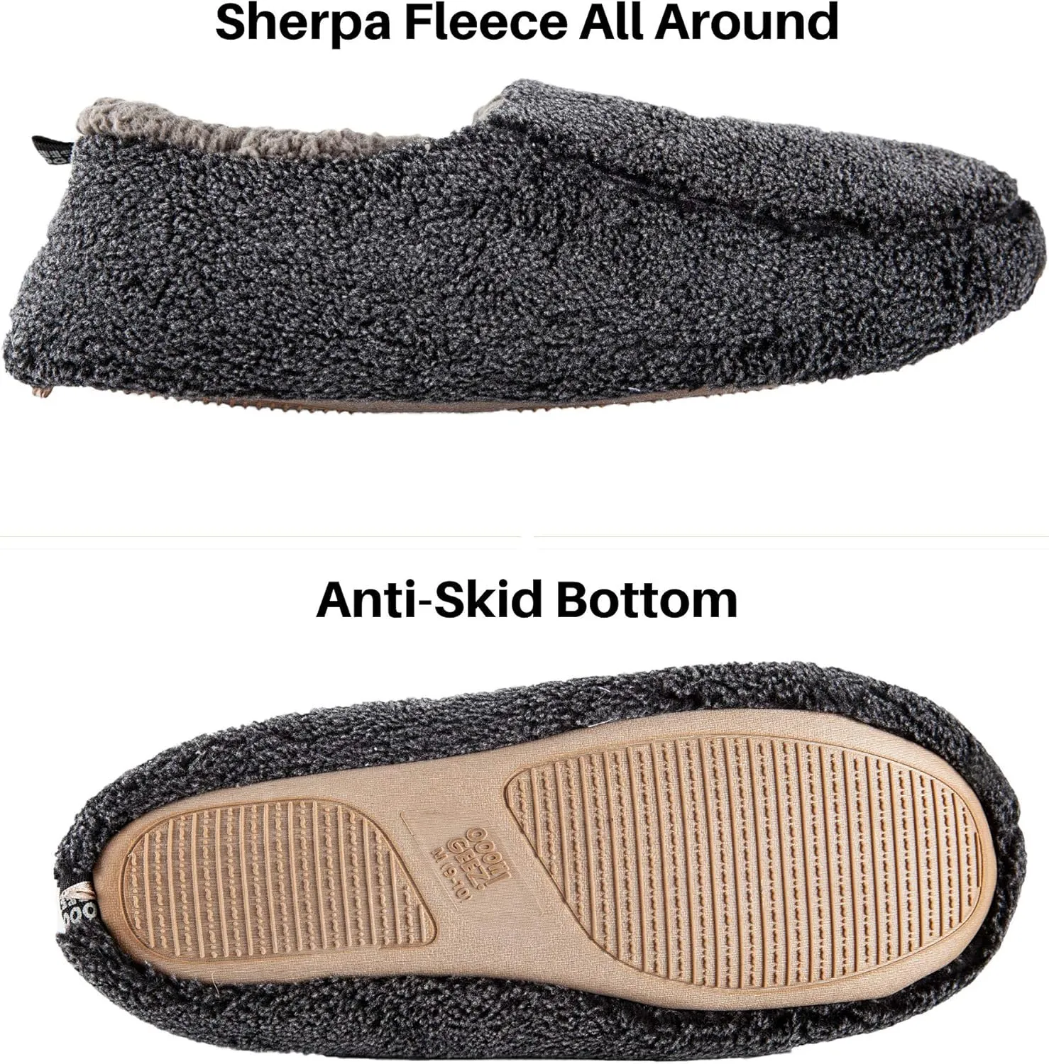 Oooh Yeah Men’s Non-Slip Solid Sherpa Fuzzy Slippers, Soft Cozy Fashion House Slippers for Indoor and Outdoor