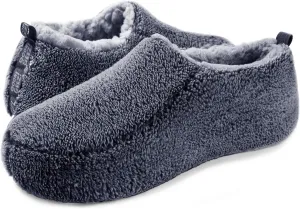 Oooh Yeah Men’s Non-Slip Solid Sherpa Fuzzy Slippers, Soft Cozy Fashion House Slippers for Indoor and Outdoor