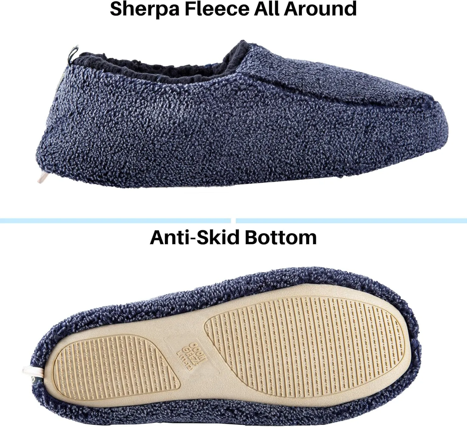 Oooh Yeah Men’s Non-Slip Solid Sherpa Fuzzy Slippers, Soft Cozy Fashion House Slippers for Indoor and Outdoor