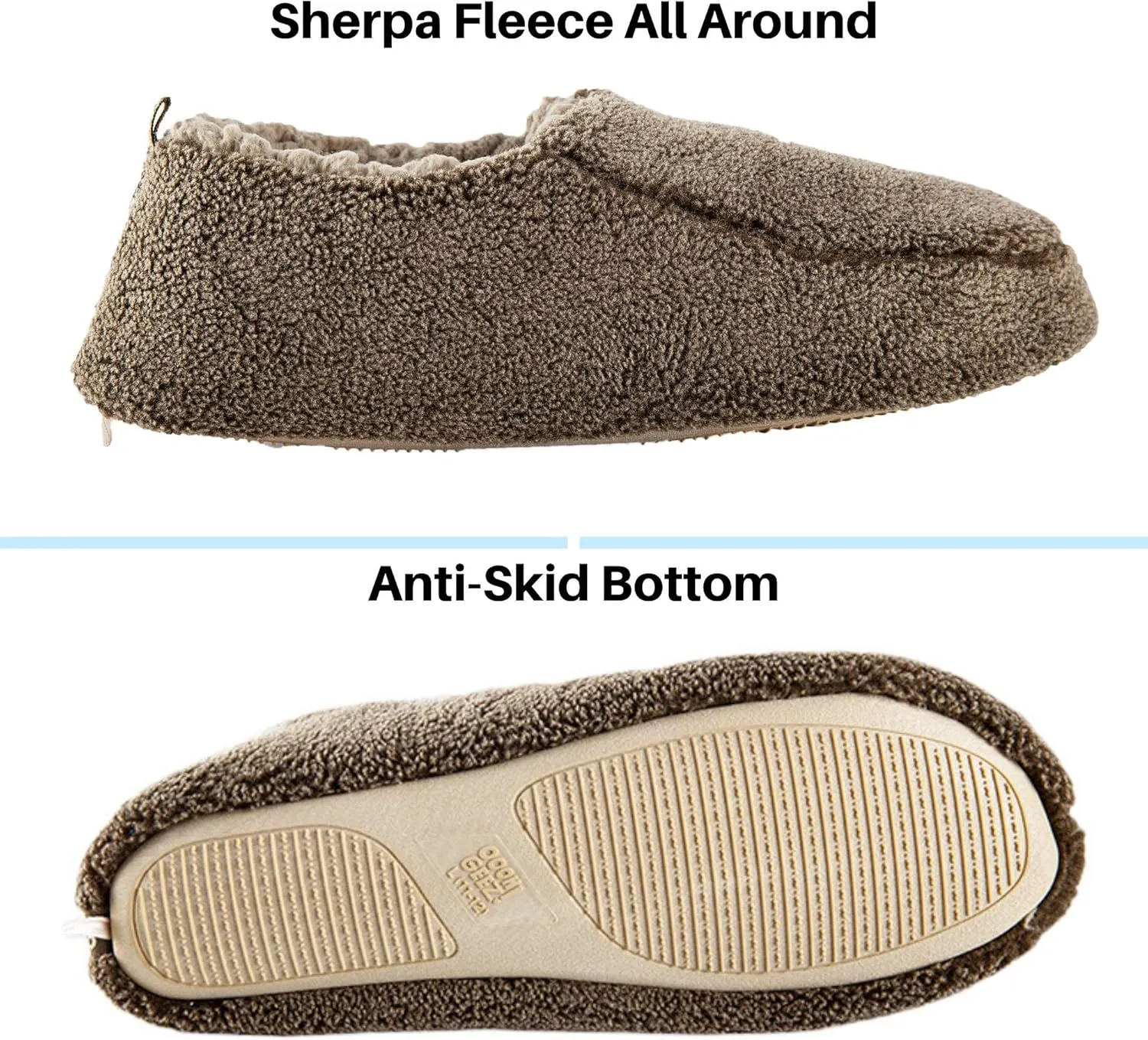 Oooh Yeah Men’s Non-Slip Solid Sherpa Fuzzy Slippers, Soft Cozy Fashion House Slippers for Indoor and Outdoor