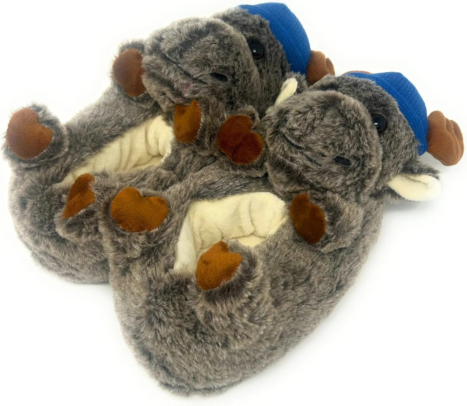 ooohyeah Funny Animal Hug Slippers for Women, Cute Plush Cozy Warm Slippers, Novelty Slippers with Grippers