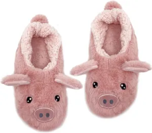 ooohyeah Women’s Funny Fuzzy Animal Slippers, Cute Cozy Non-Slip House Slippers for Women, Manatee Splash
