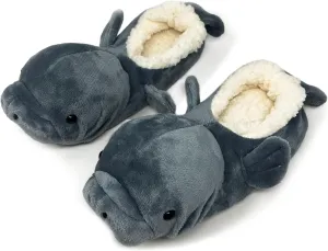 ooohyeah Women’s Funny Fuzzy Animal Slippers, Cute Cozy Non-Slip House Slippers for Women, Manatee Splash