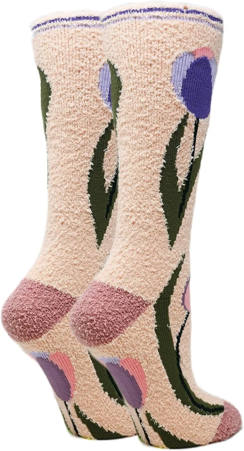 ooohyeah Women’s Funny Novelty Pattern Fuzzy Crew Socks, Cozy Fluffy Warm Cute Socks, Shoe Size 5-10