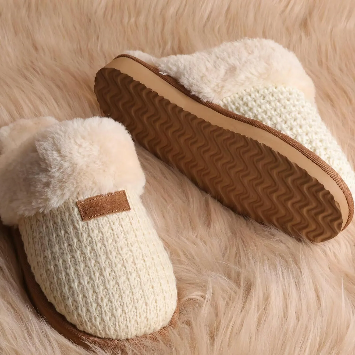 OOW Cozy Indoor Slippers for Women with Warm Fuzzy Slippers Women House Shoes