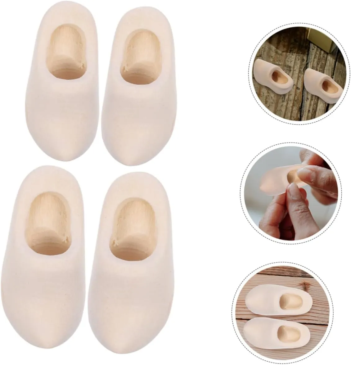 Operitacx 10pairs Miniature Wooden Shoes Craft Unfinished Shoes for Dollhouse Decor Includes for Creative Painting and Hands Skills Development