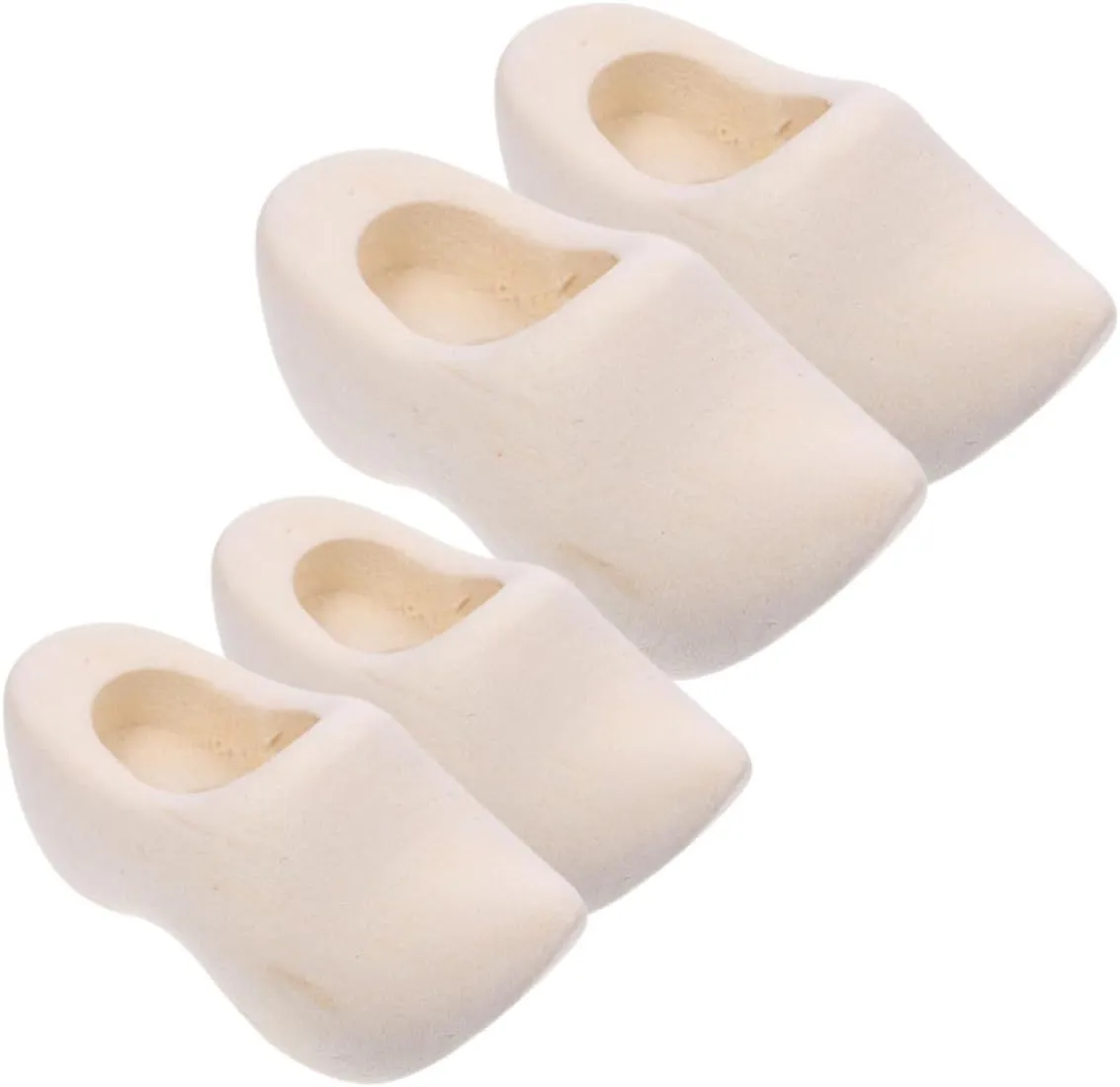 Operitacx 10pairs Miniature Wooden Shoes Craft Unfinished Shoes for Dollhouse Decor Includes for Creative Painting and Hands Skills Development