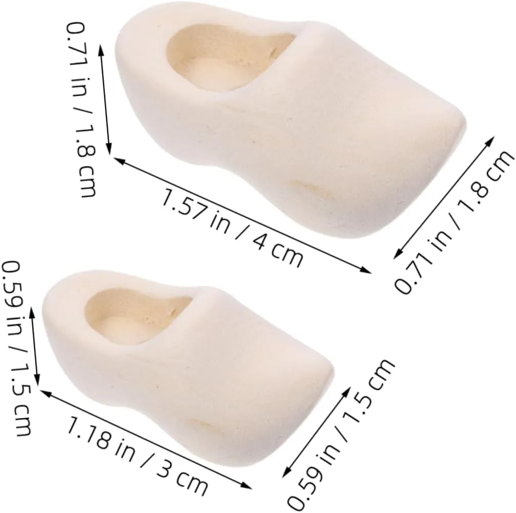 Operitacx 10pairs Miniature Wooden Shoes Craft Unfinished Shoes for Dollhouse Decor Includes for Creative Painting and Hands Skills Development