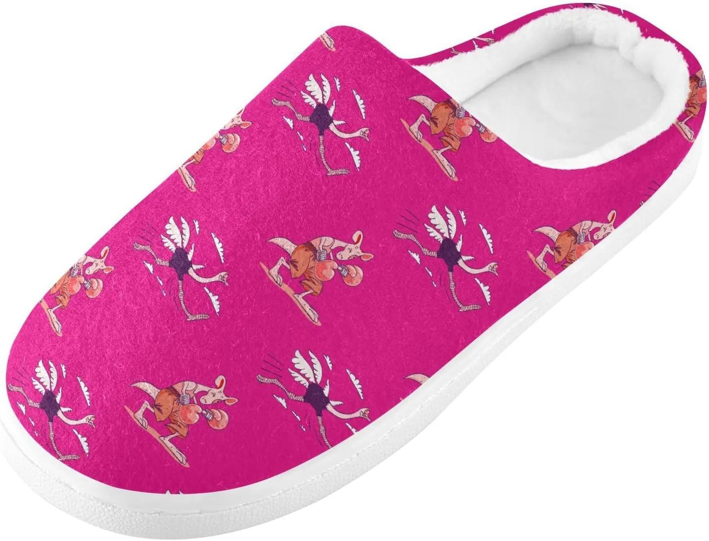 Ostrich Boxing Kangaroo Slippers for Women and Men Fuzzy House Slippers Cozy Shoes
