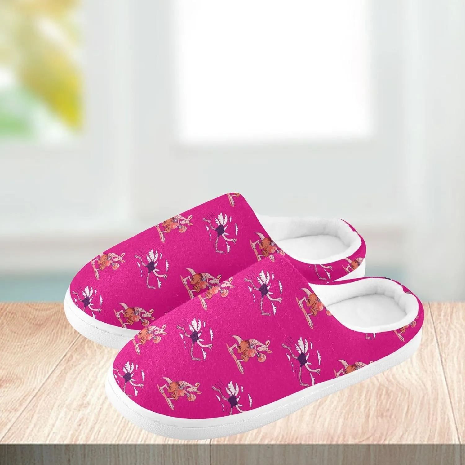 Ostrich Boxing Kangaroo Slippers for Women and Men Fuzzy House Slippers Cozy Shoes