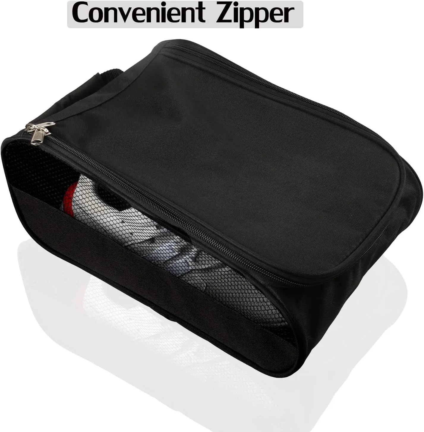 Outdoor Golf Shoes Bags Travel Shoes Bags Zippered Sport Shoes Bag (Black)