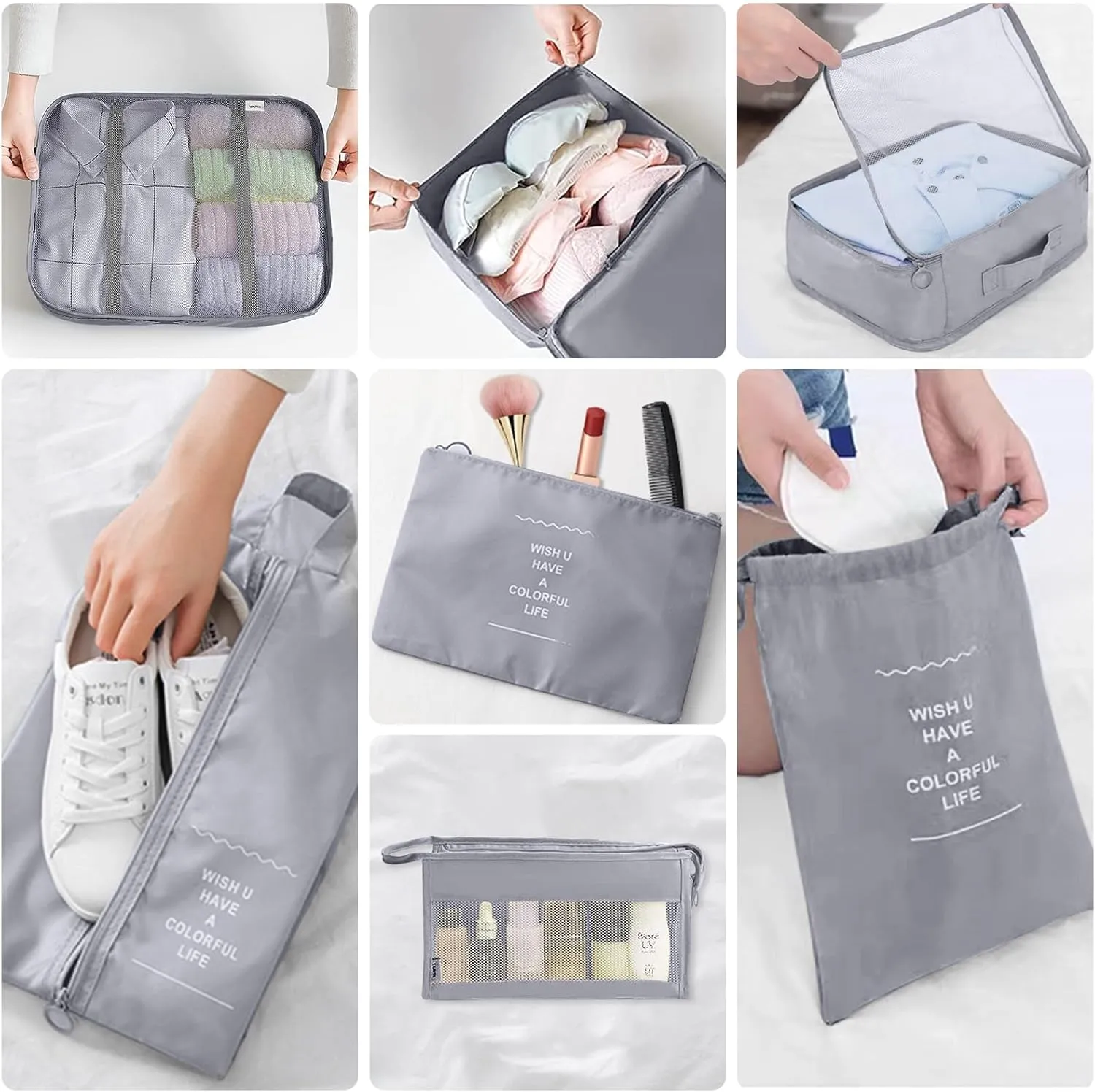 Packing Cubes - 10 Set Luggage Organizer Bags for Family, Mesh Breathable Travel Packing Cubes for Suitcases, Durable Travel Essentials Bags Set