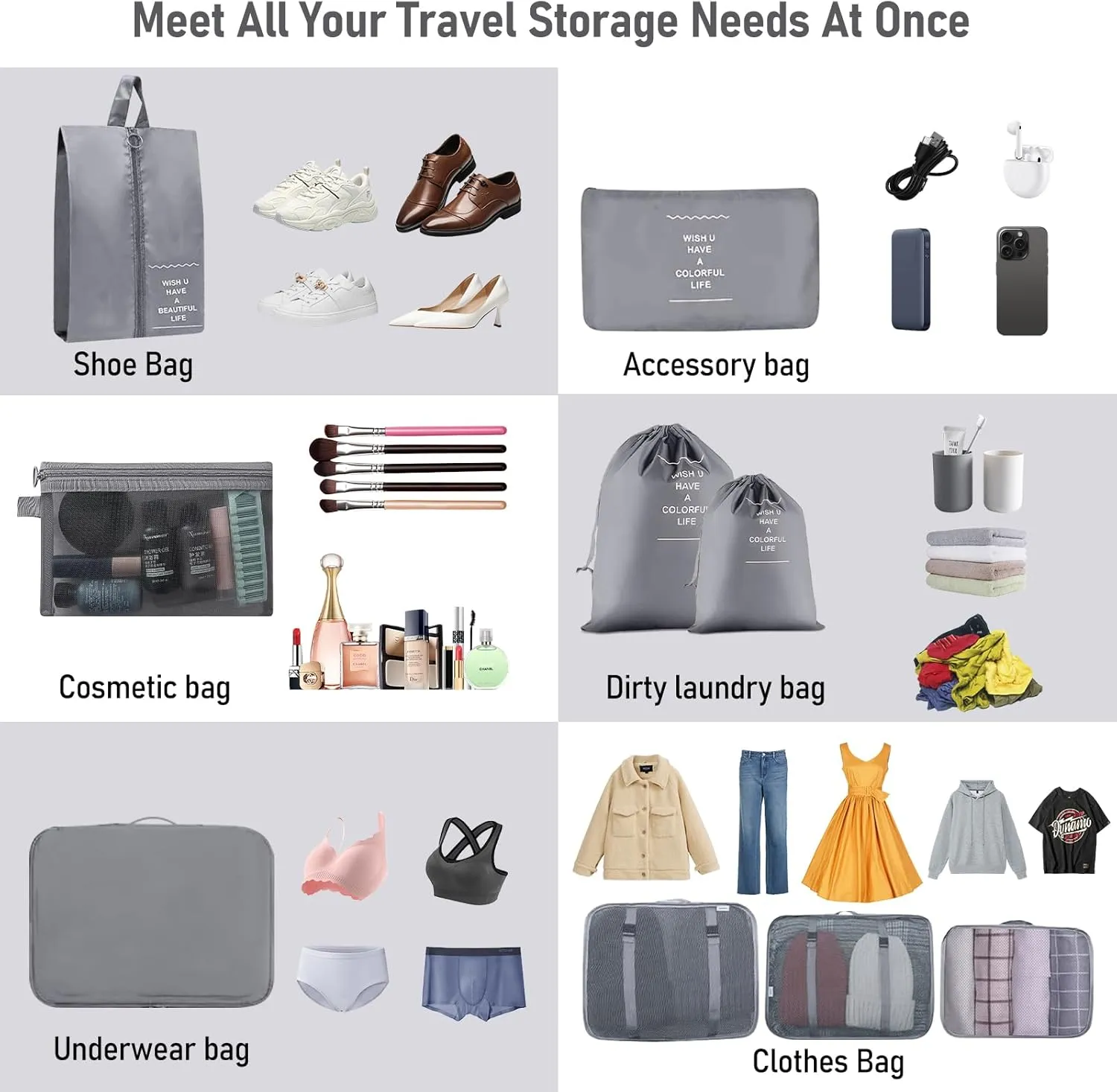 Packing Cubes - 10 Set Luggage Organizer Bags for Family, Mesh Breathable Travel Packing Cubes for Suitcases, Durable Travel Essentials Bags Set